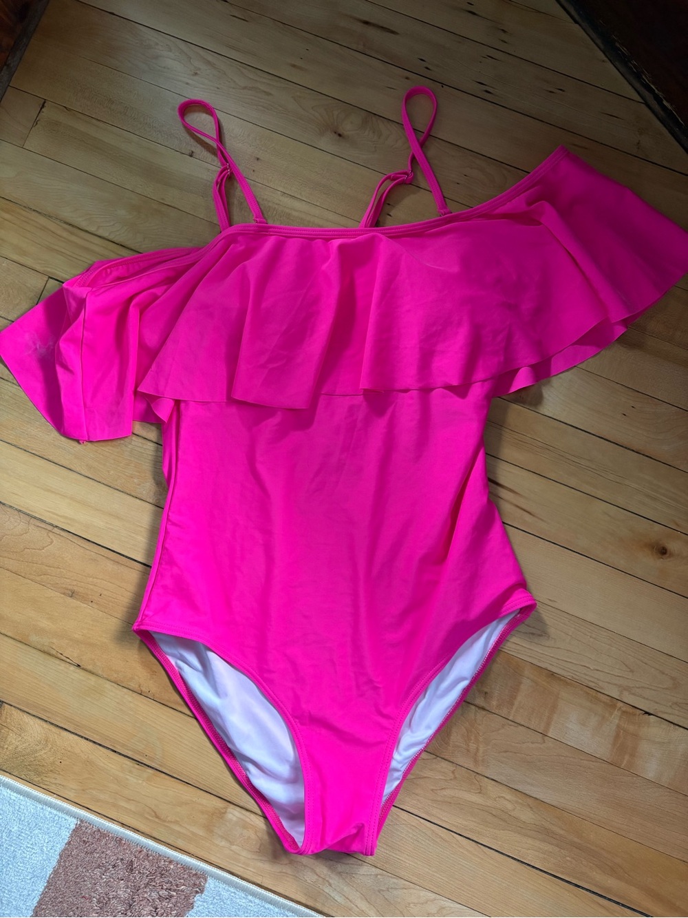 Hot Pink Ruffle One-Piece Swimsuit - Picture 2 of 5
